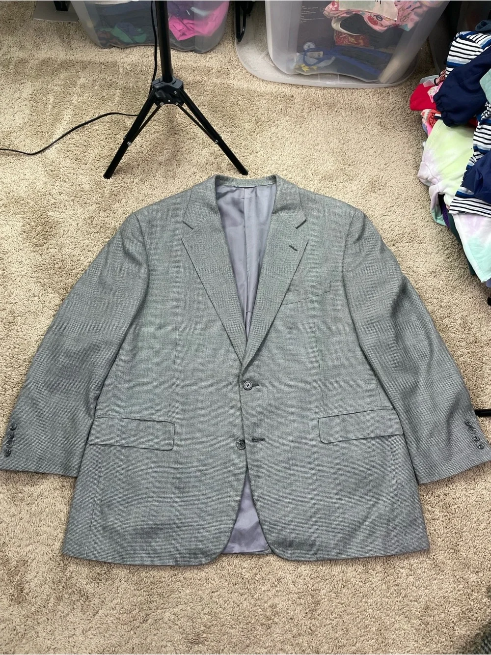 Men's Light Gray Two-Button Blazer